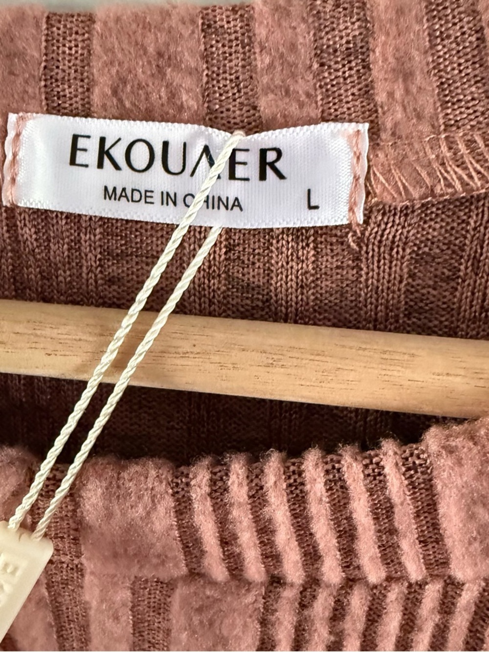 Ribbed Long Sleeve V-Neck Dress in Dusty Rose - Picture 8 of 11